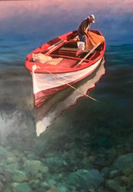 Bill Caldwell Mending nets, Greece