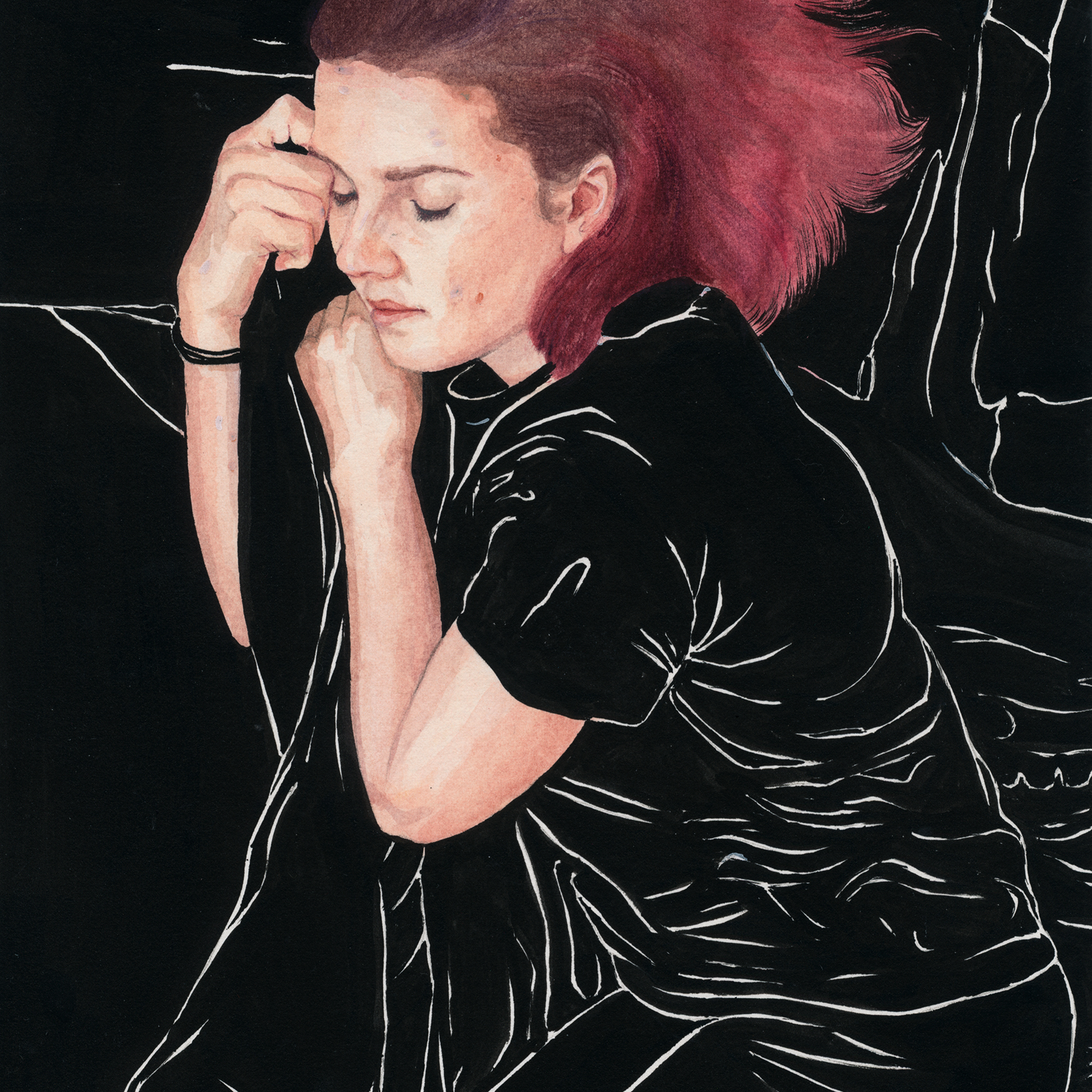 Lucy Maddox - Tender place (I) - ink watercolour and pencil on rag paper - A4