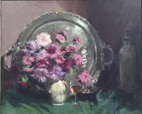 112. Albert Rydge - Flowers and Silver Tray