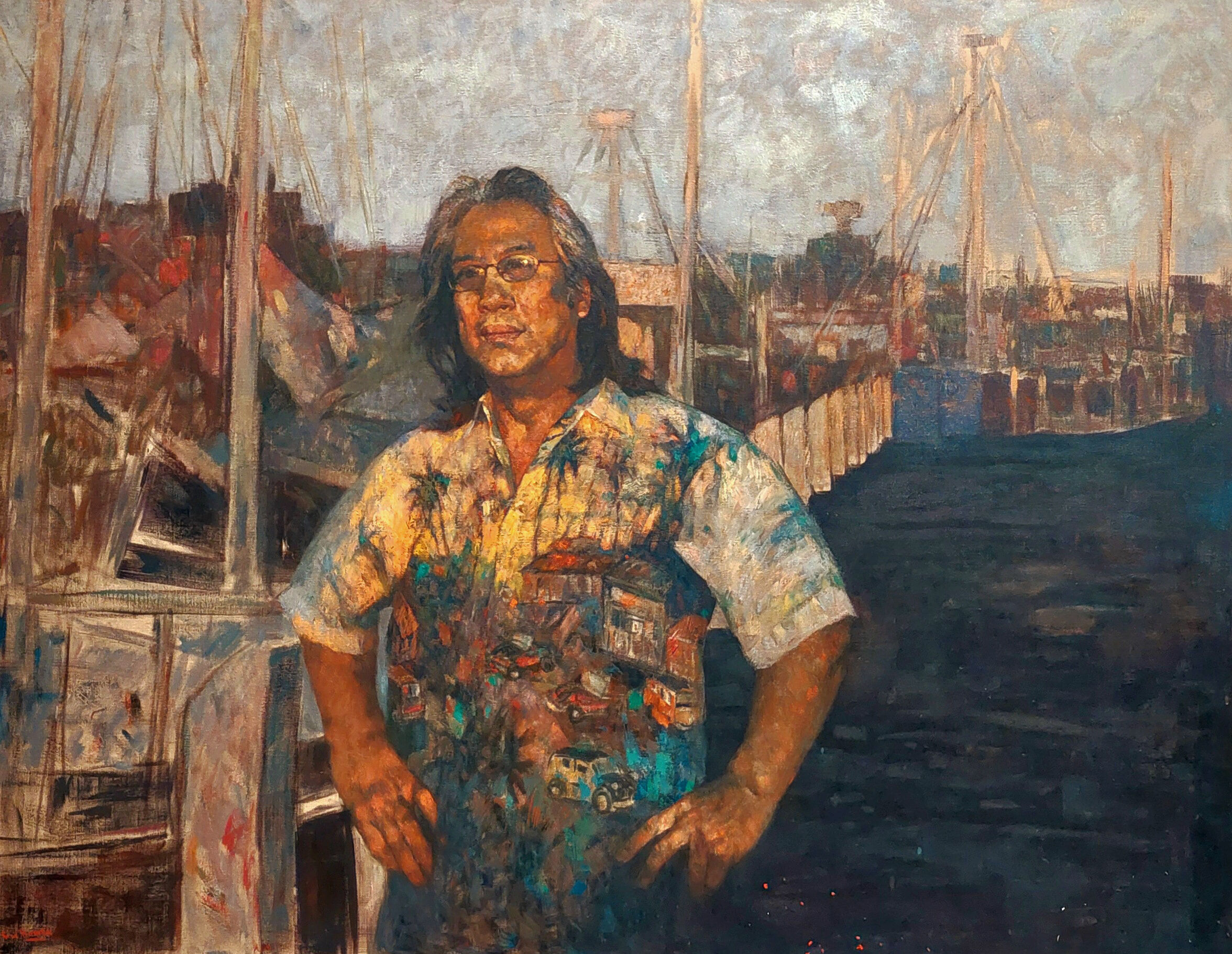 Self-portrait 2002 - 200 x 155 cm - oil on linen - Hong Fu