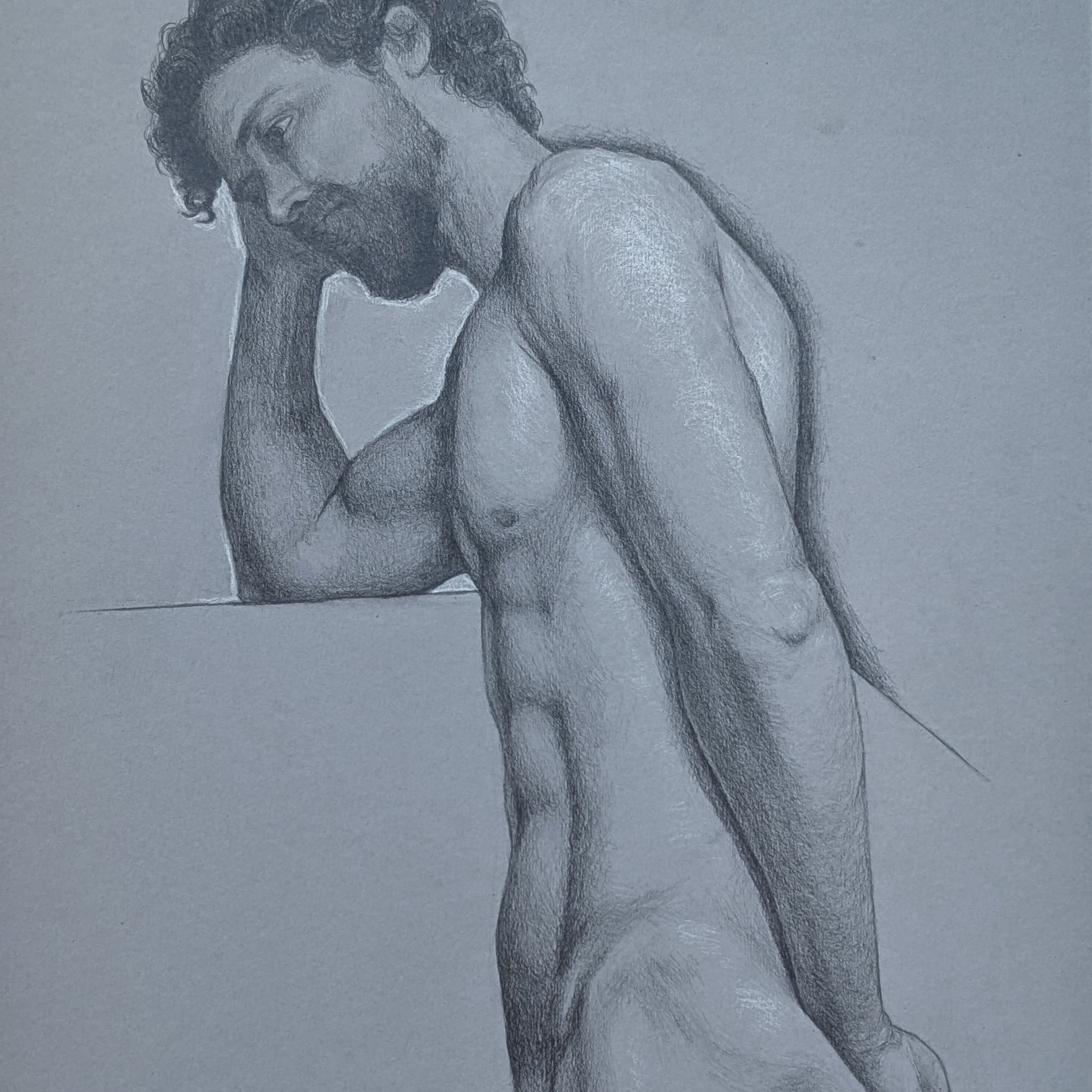 Lucy Maddox - Angelo (2024)- graphite and pastel on toned paper - 30 x 42cm