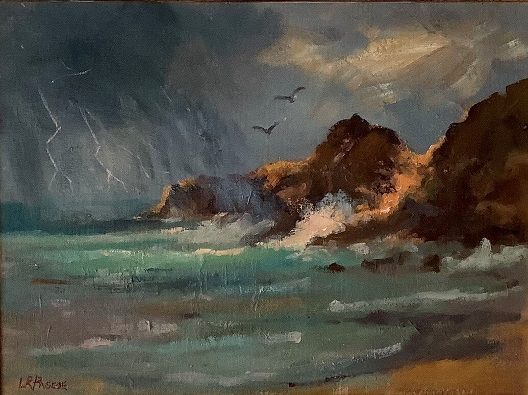 Stormy Weather, Salmon Rock Oil On Canvas Board, w50xh40