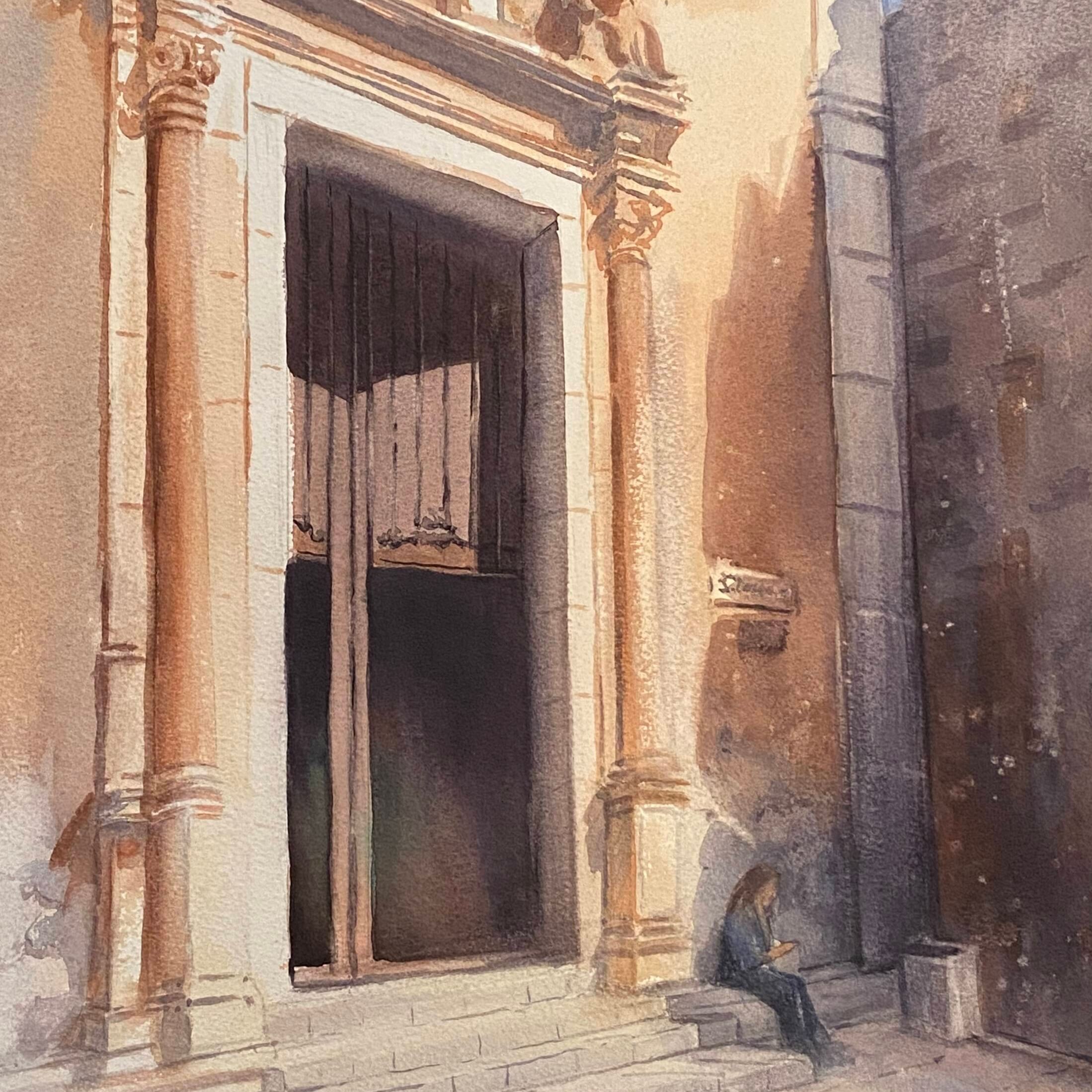 A quiet moment, Taormina, Sicily. Watercolour. 38 x 56cm. .JPG