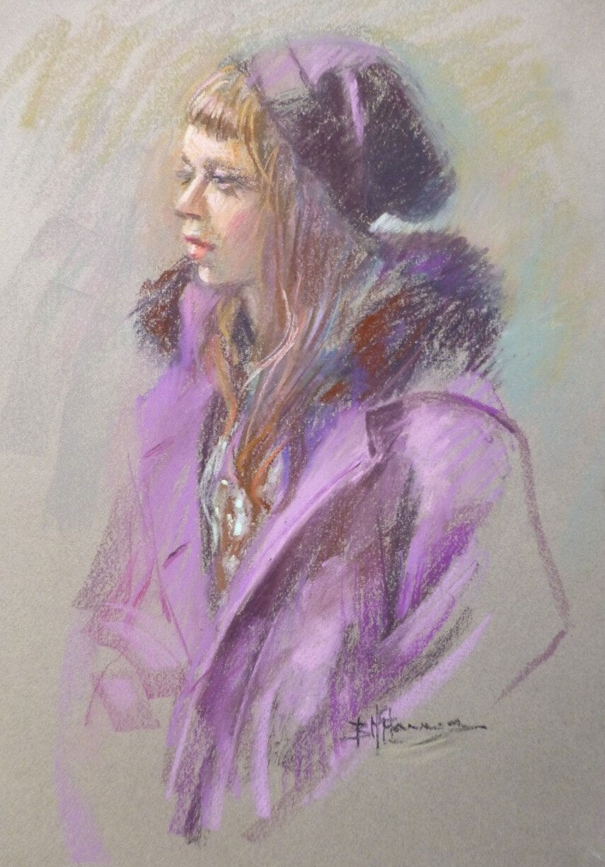 Barbara Mcmanus_Girl in Winter 24cm w X 40cm h_550 framed