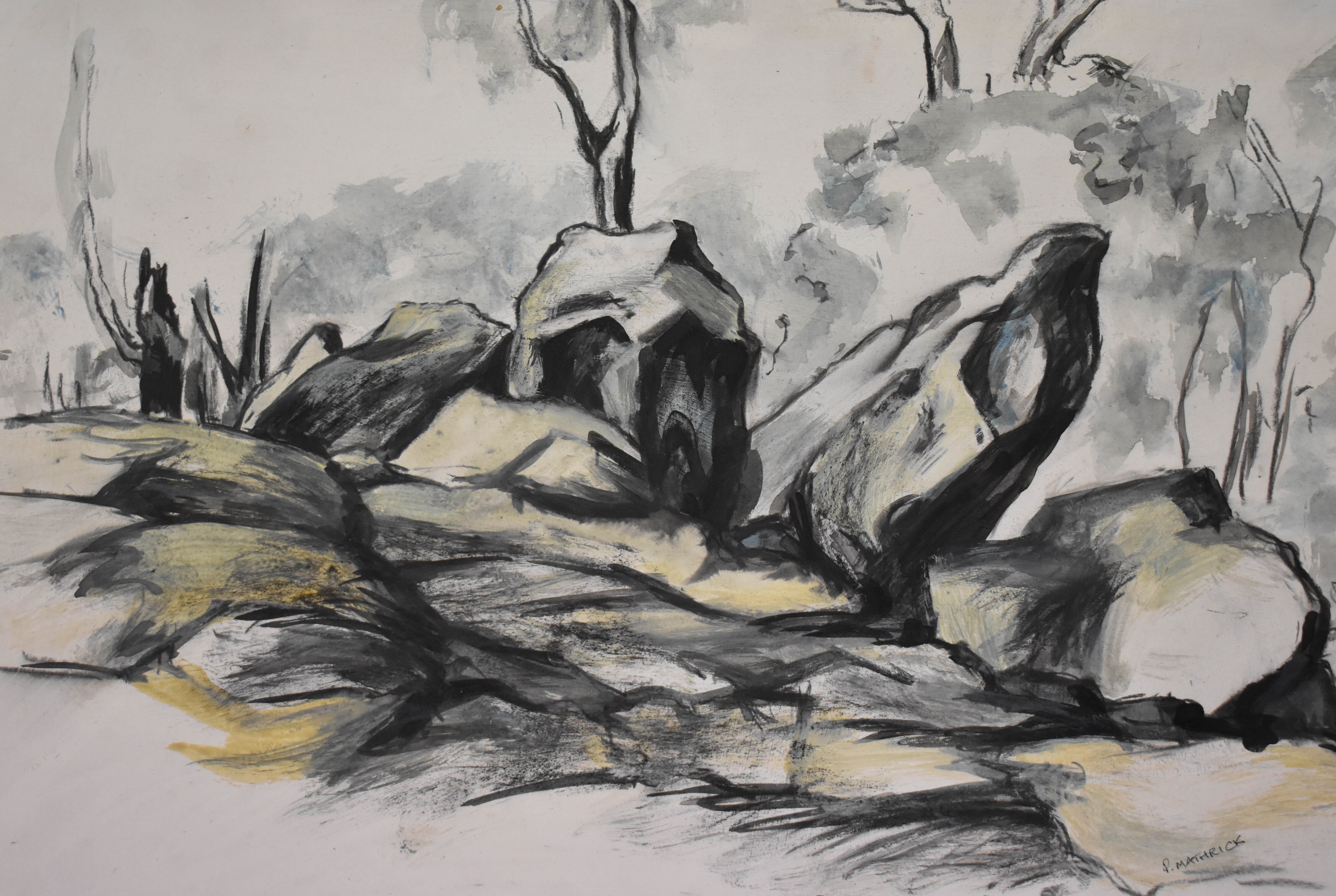 47 'Metcalf Outcrop'  charcoal &ink on paper 34cm x 49 cm