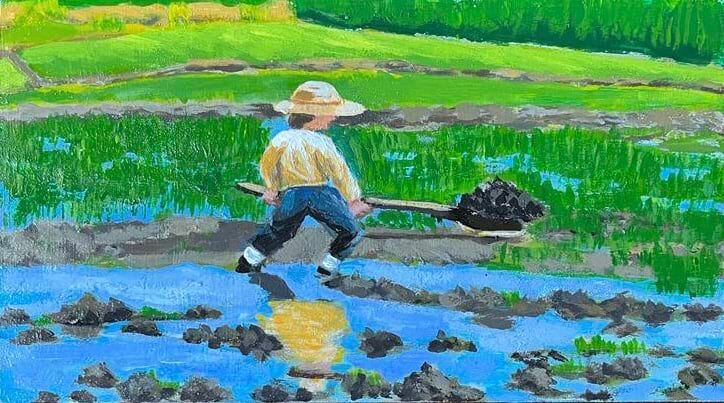 Farmer in rice field