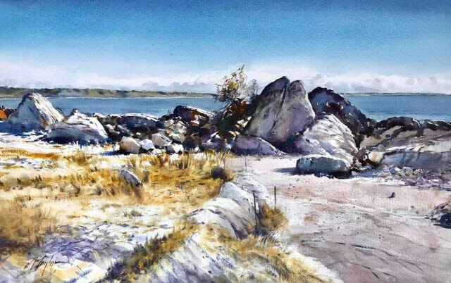 Natures Way Bay of Fires Tasmania  by David Taylor A.W.I.F.V.A.S  1 metre and 24 cm x 93cm Watercolour