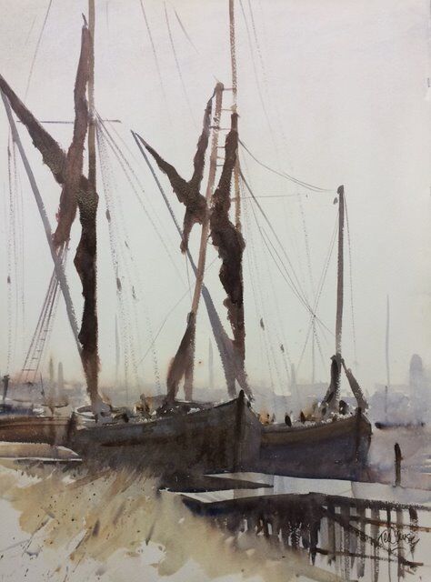 2018 Maritime Winner -Thomas Somerscales Trophy - Ted Dansey - Splitsail Barges, watercolour