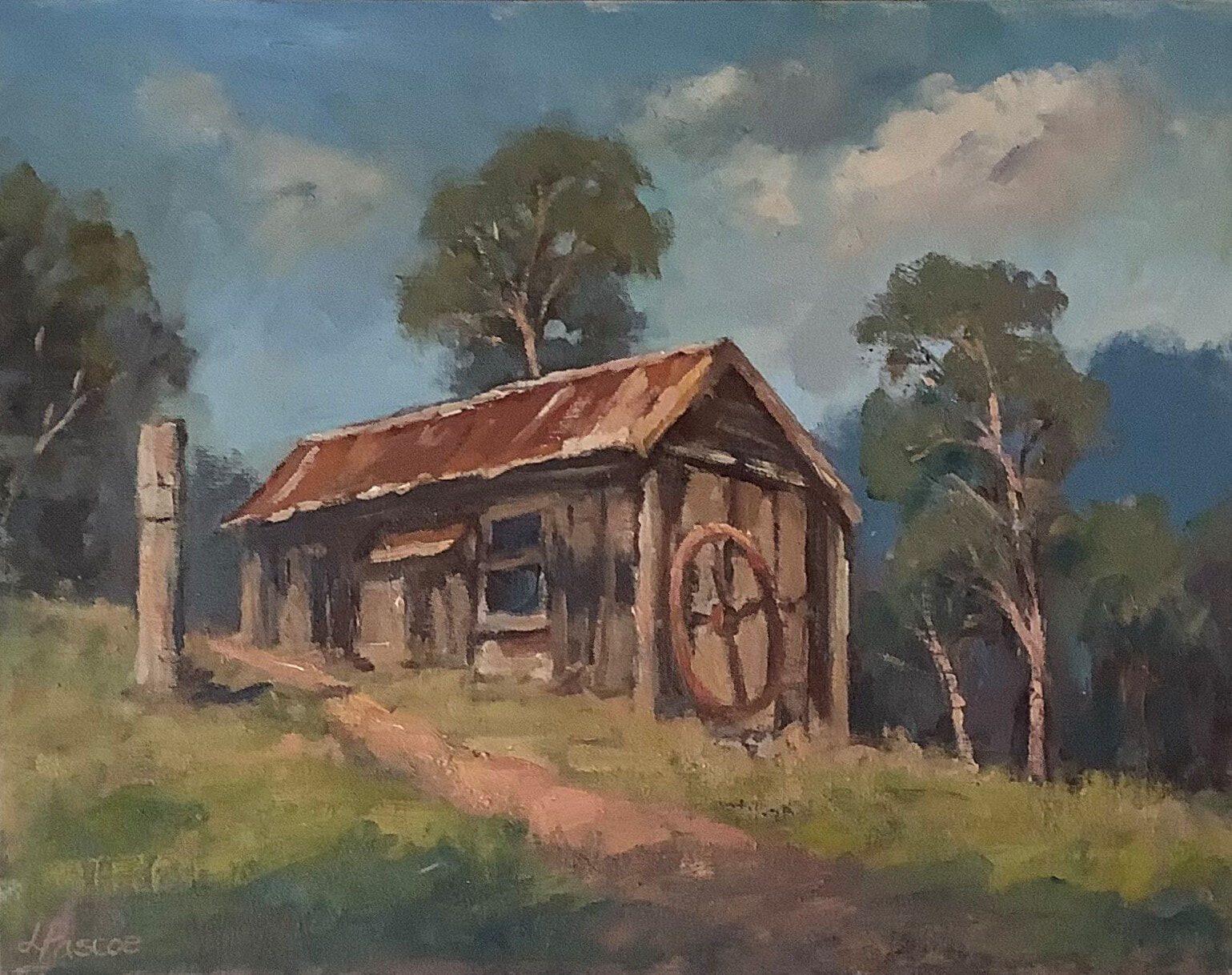 Old Shack near Eden, Oil on Canvas Board, w49xh38