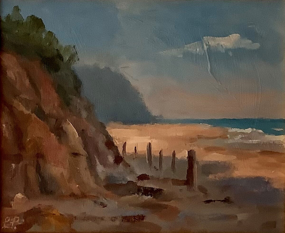 Red Bluff Beach, Oil On Canvas Board, w43xh38