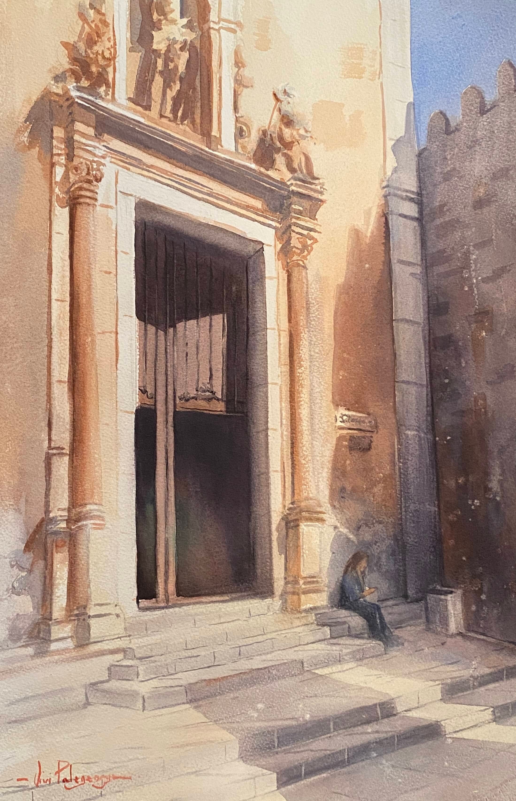 A quiet moment, Taormina, Sicily. Watercolour. 38 x 56cm. .JPG