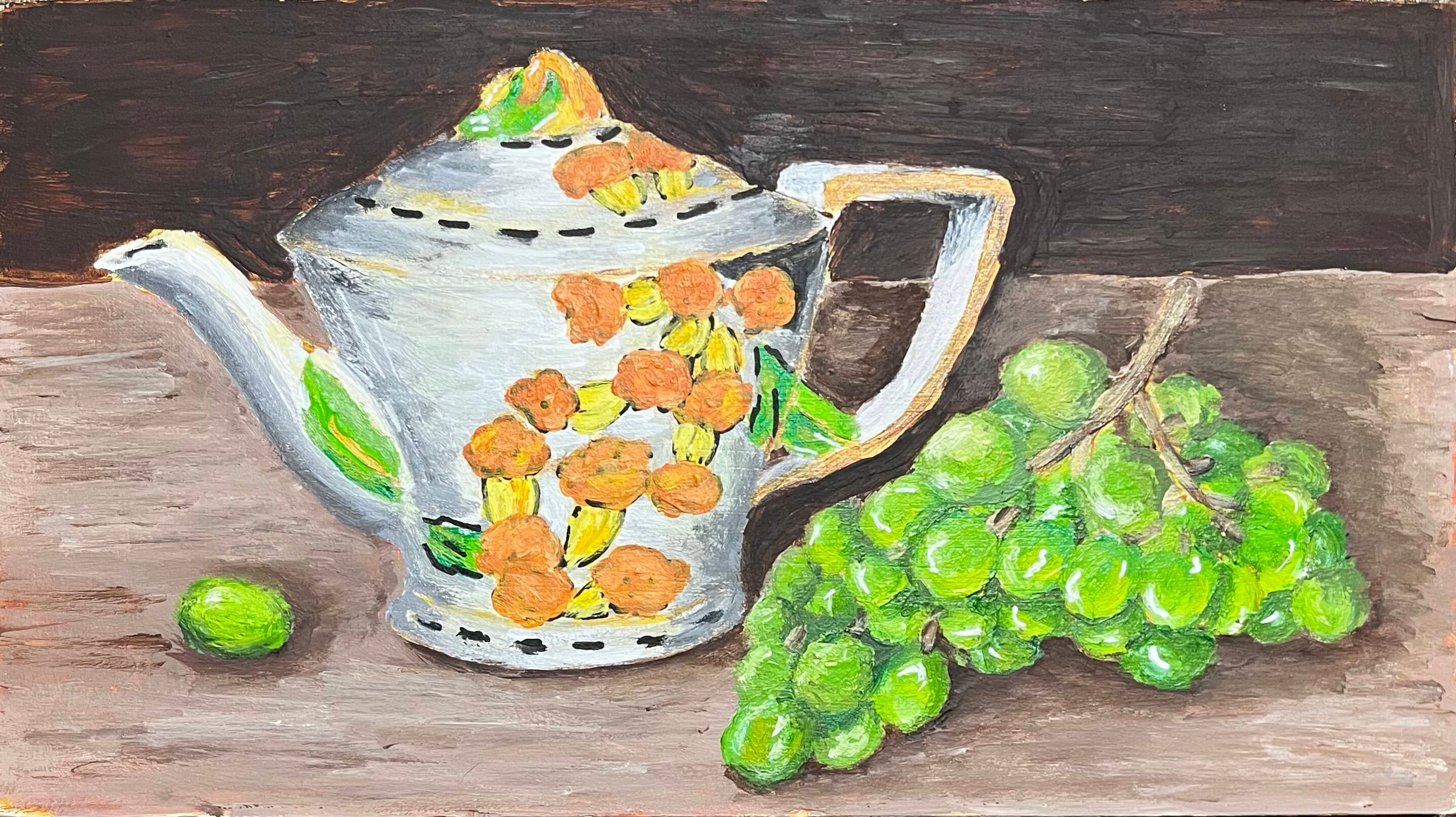 Teapot and Grapes