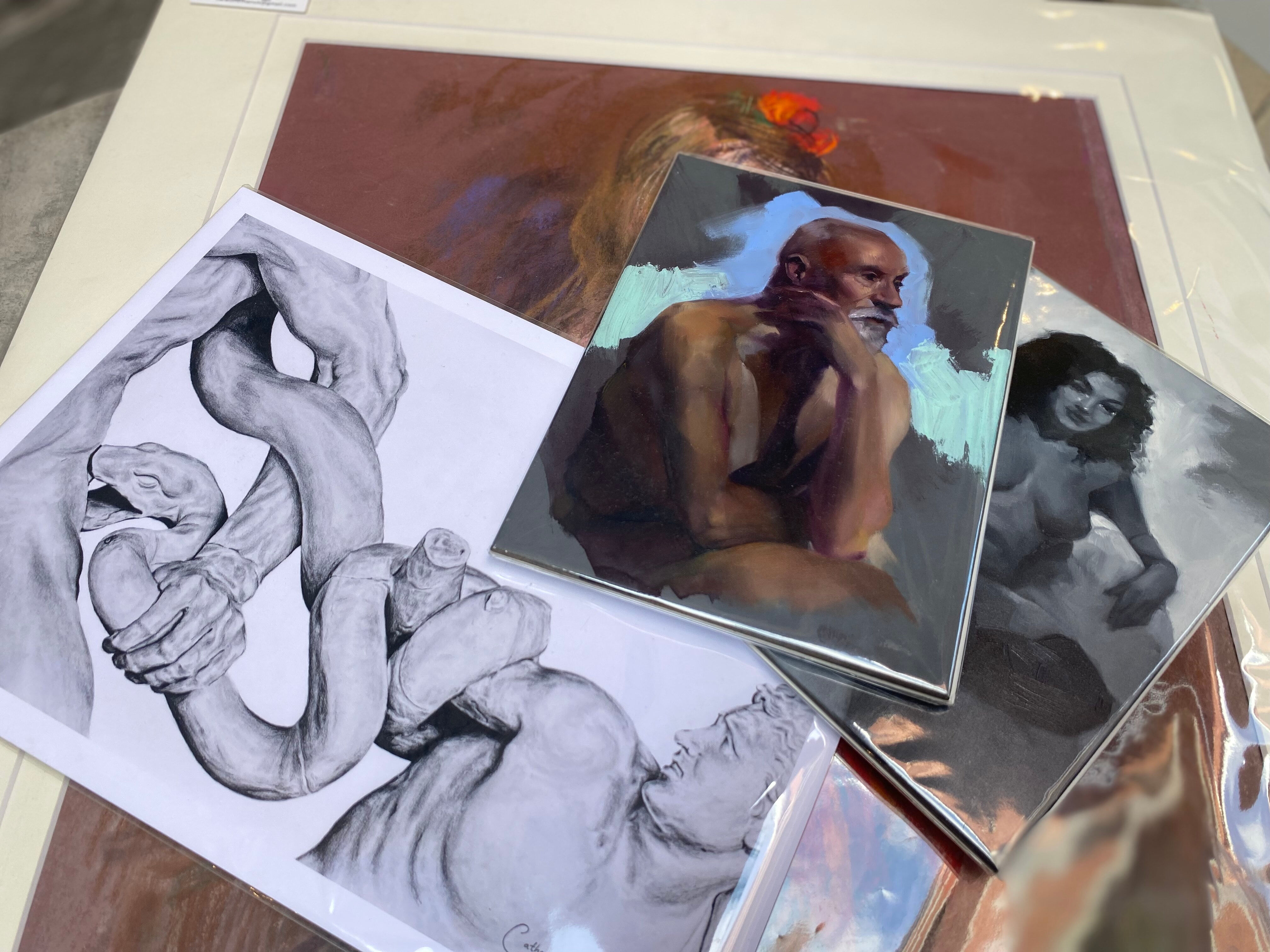 Collector's Delight unframed works feature image 2025 - Catherine Jaworski, Liz Gridley, Barbara McManus