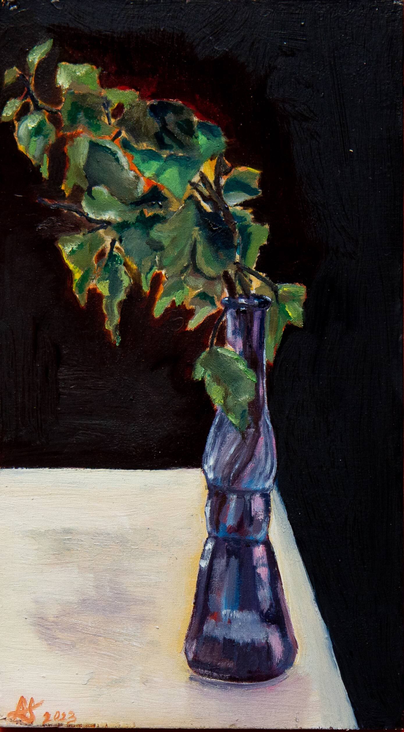 Purple Vase With Plant