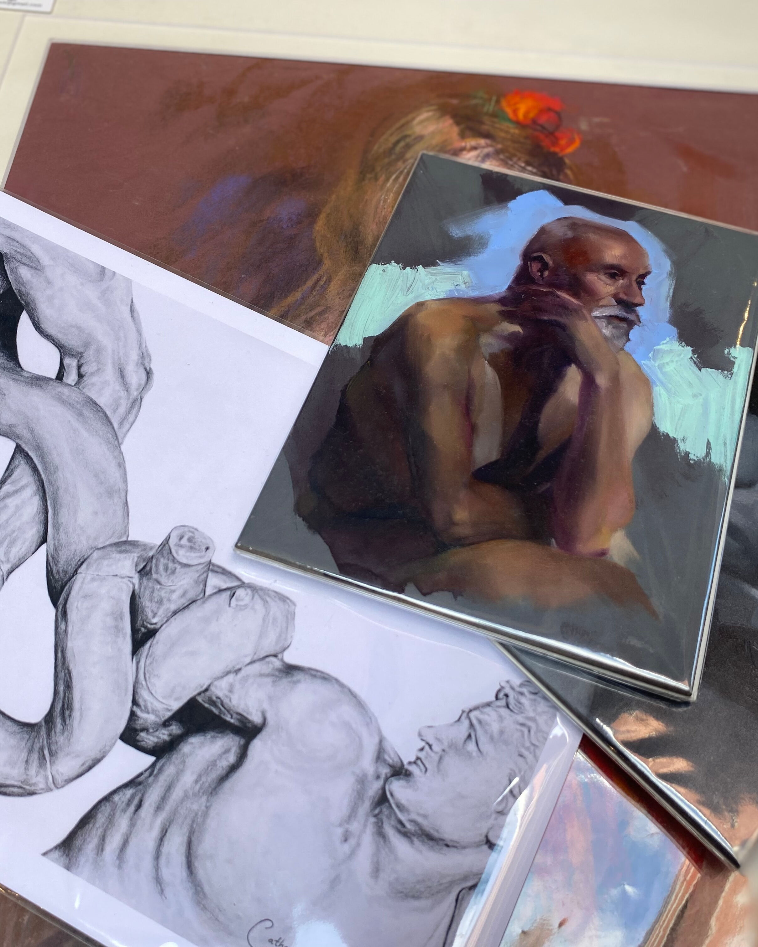 Collector's Delight unframed works feature image 2025 - Catherine Jaworski, Liz Gridley, Barbara McManus
