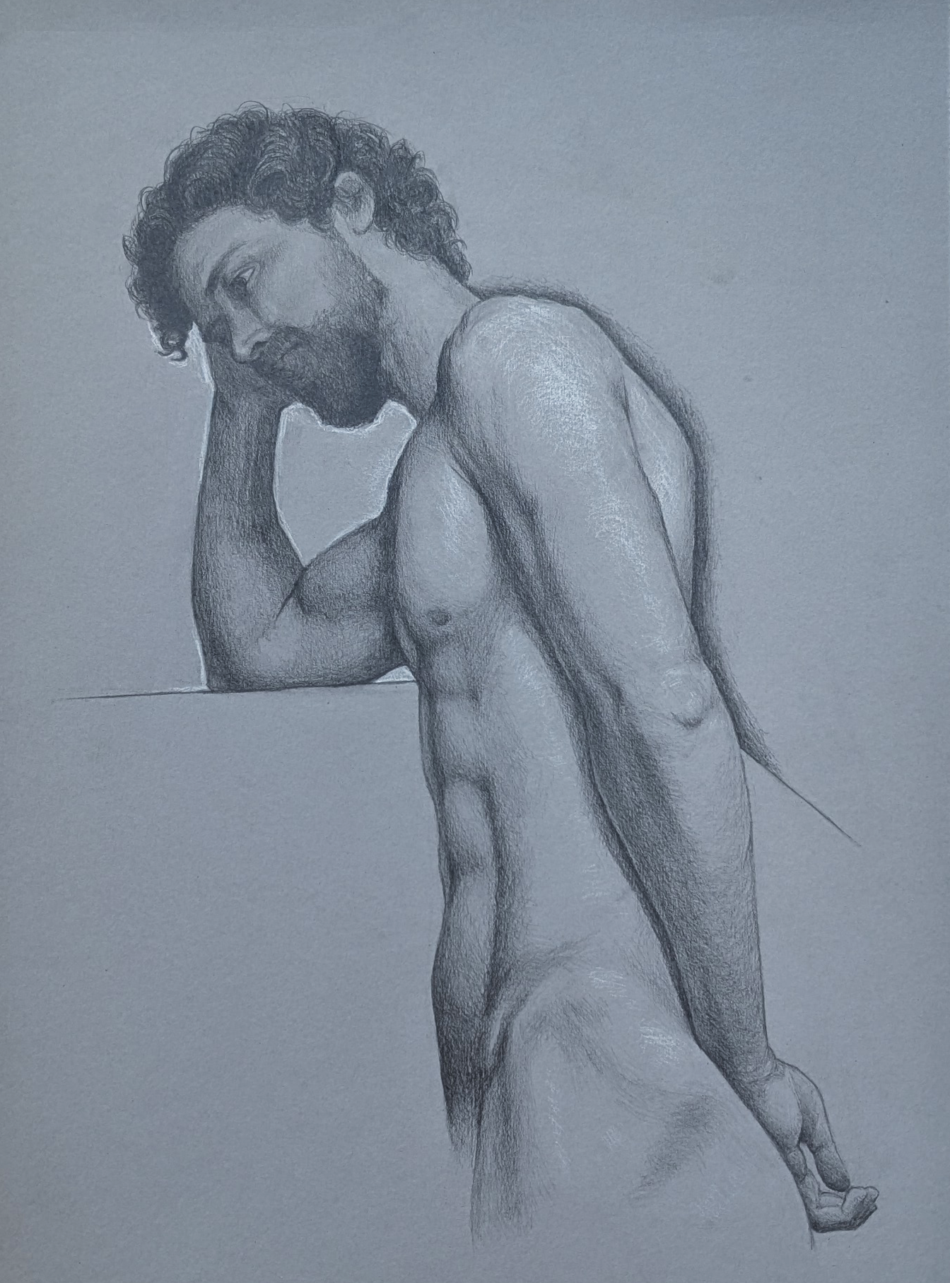 Lucy Maddox - Angelo (2024)- graphite and pastel on toned paper - 30 x 42cm