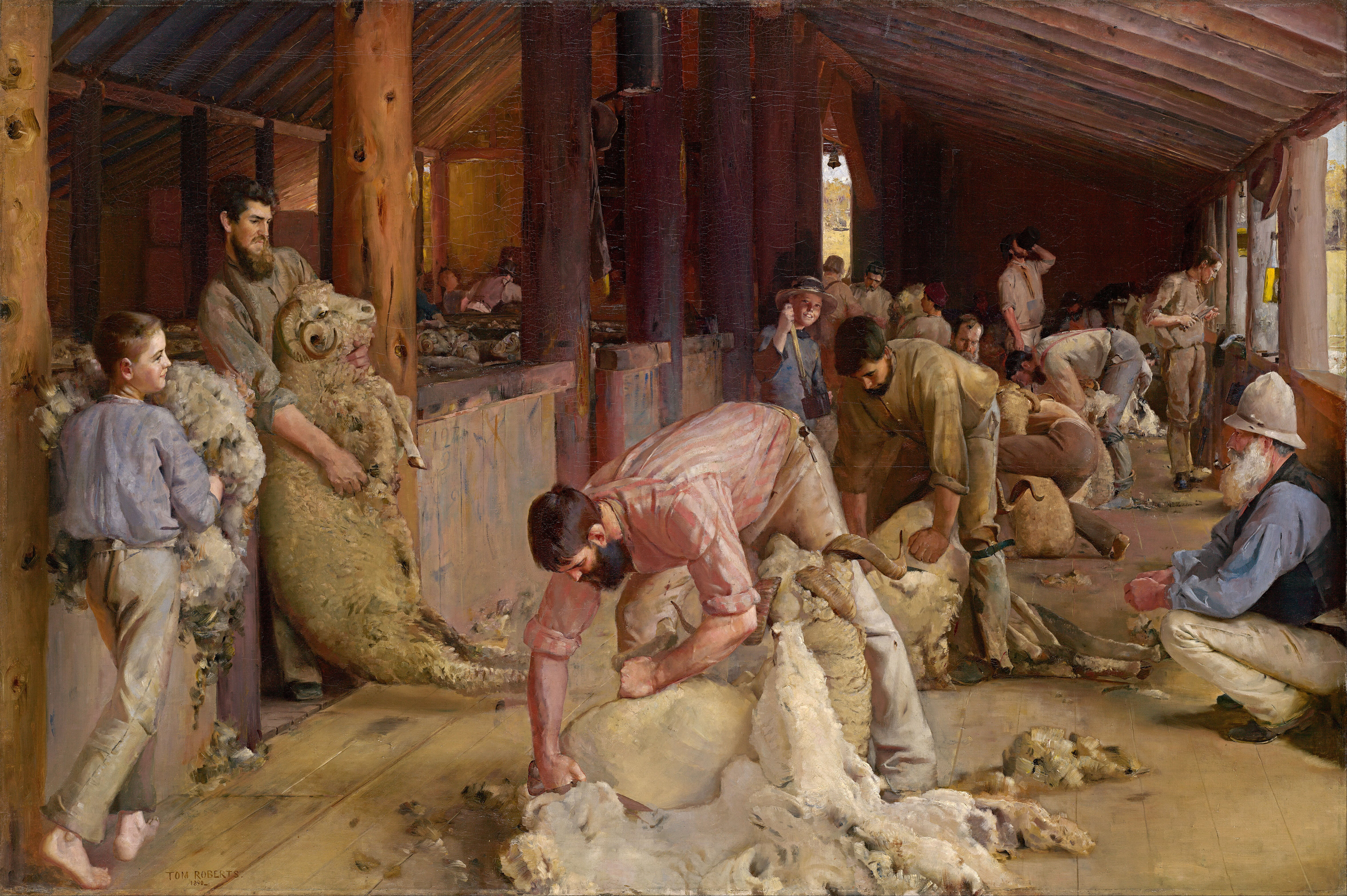 Tom_Roberts_-_Shearing_the_rams_-_Google_Art_Project