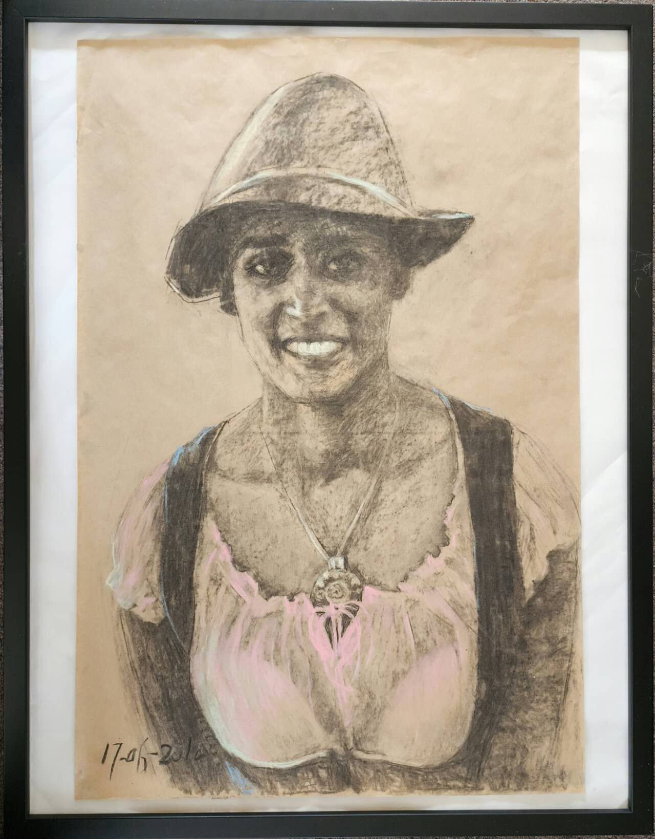 No3. waiter chareoal and pink color 51x66cm.jpg