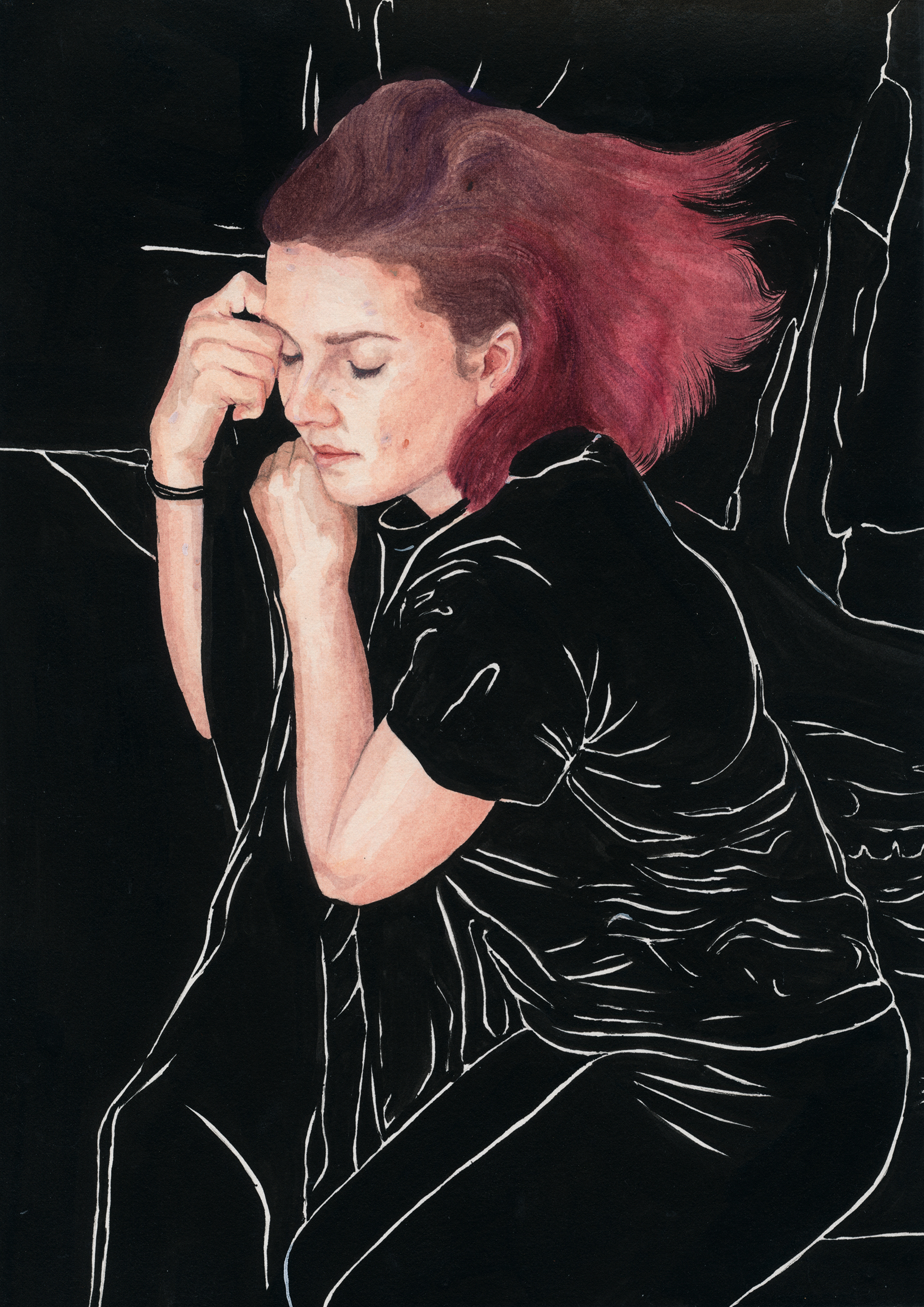 Lucy Maddox - Tender place (I) - ink watercolour and pencil on rag paper - A4