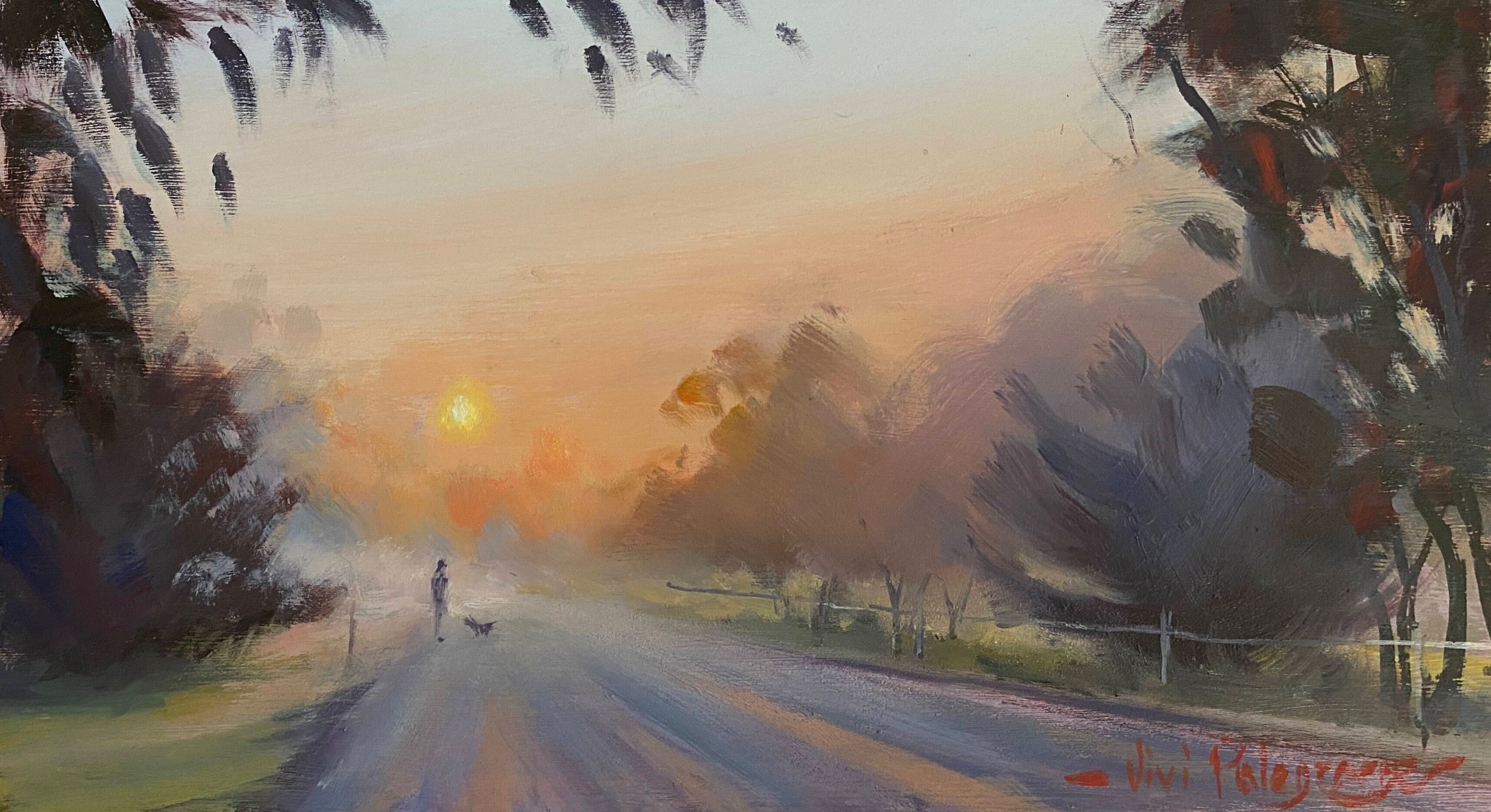 Frosty morning, Mansfield. Oil. 22.86 x 12.7 cm (9 x 5 inches).  .JPG (Edit)