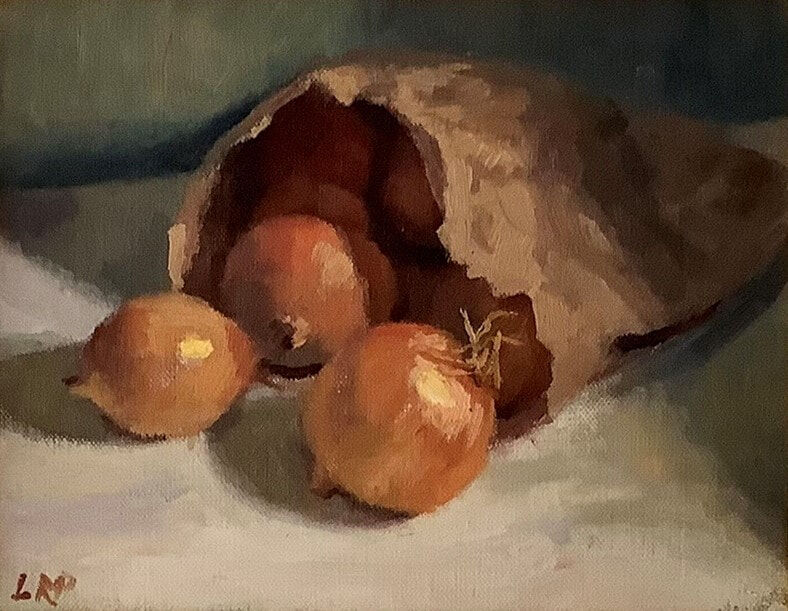 Bag Of Onions, Oil On Canvas, w33xh28