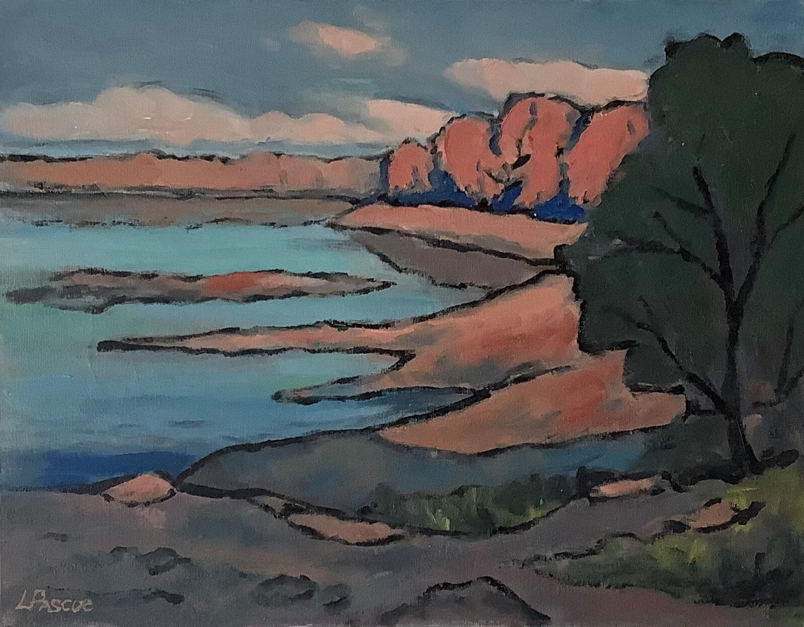 Sunset, Cunningham Arm Lake oil On Canvas Board w49xh38