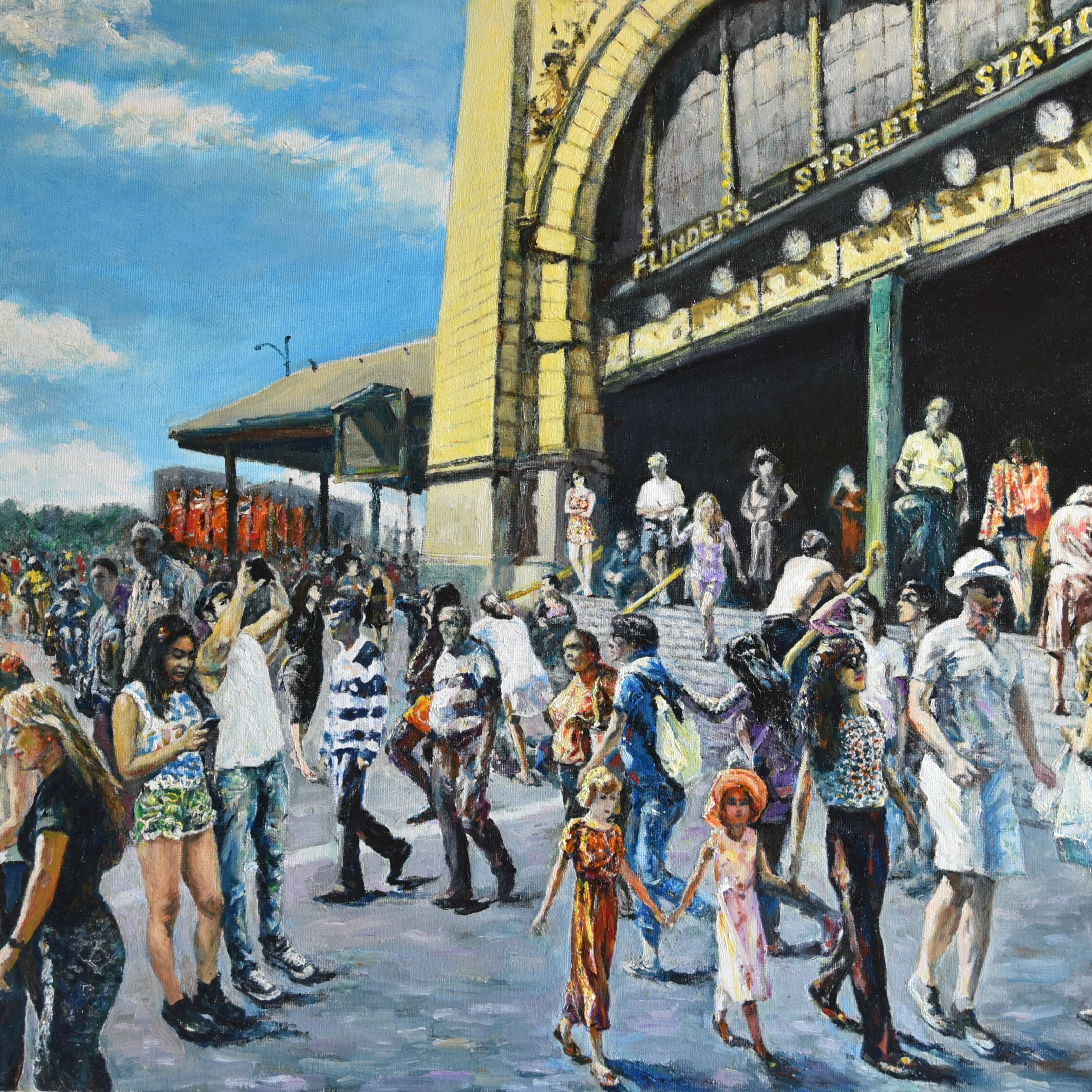 2. 墨尔本火车站 Melboune FLlIINDERS Station  Oil pating 59cmx90cm 2018.JPG