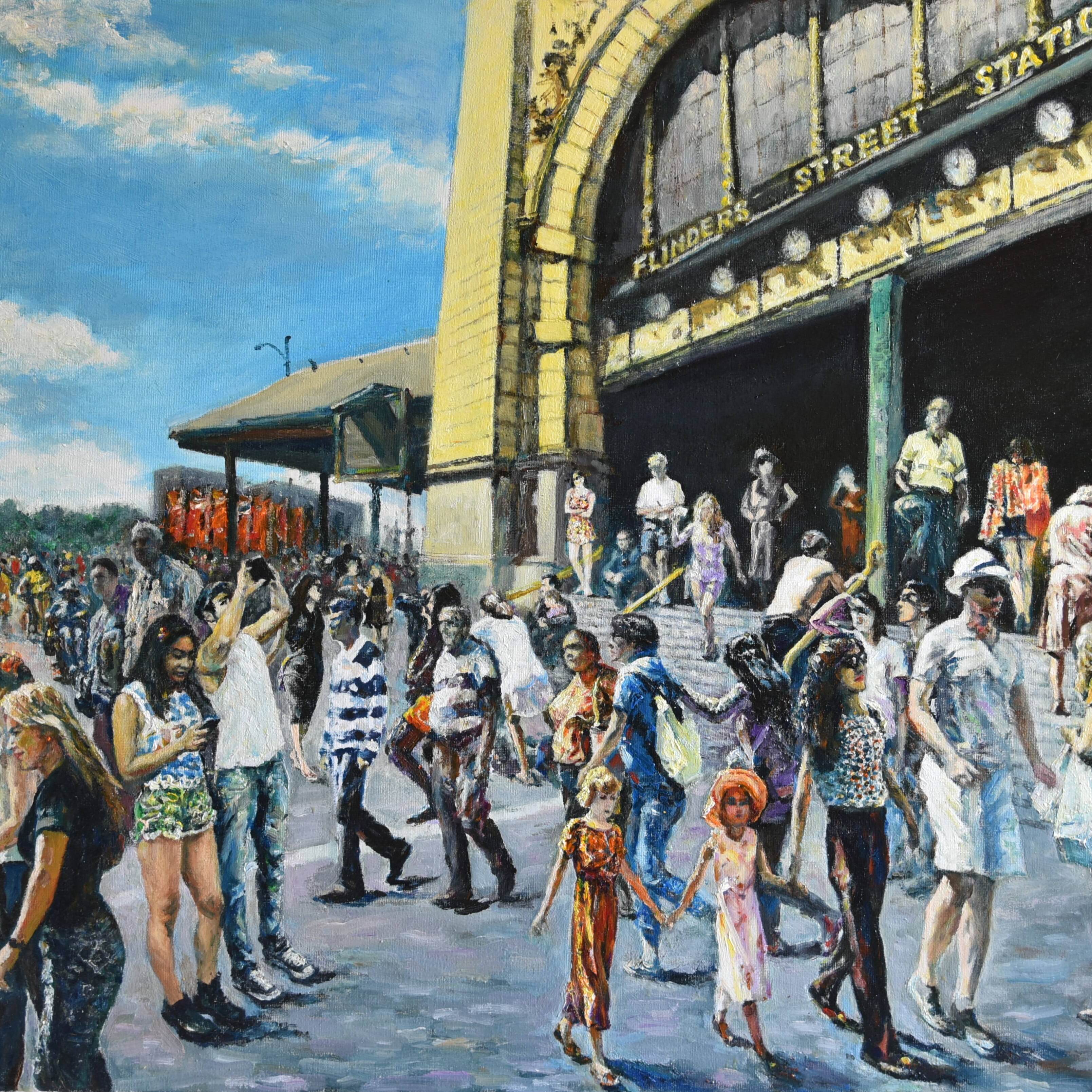 2. 墨尔本火车站 Melboune FLlIINDERS Station  Oil pating 59cmx90cm 2018.JPG