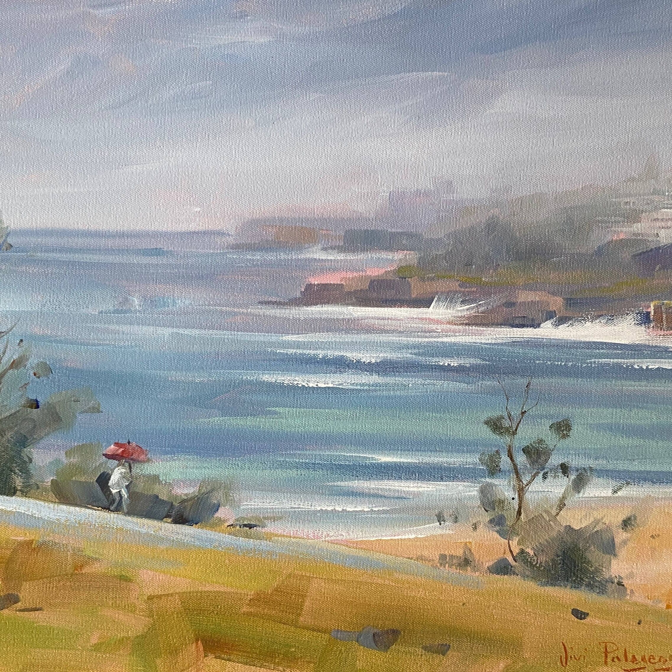Coogee Beach, the red umbrella. Acr. 37.5 x 28cm.  copy.jpeg