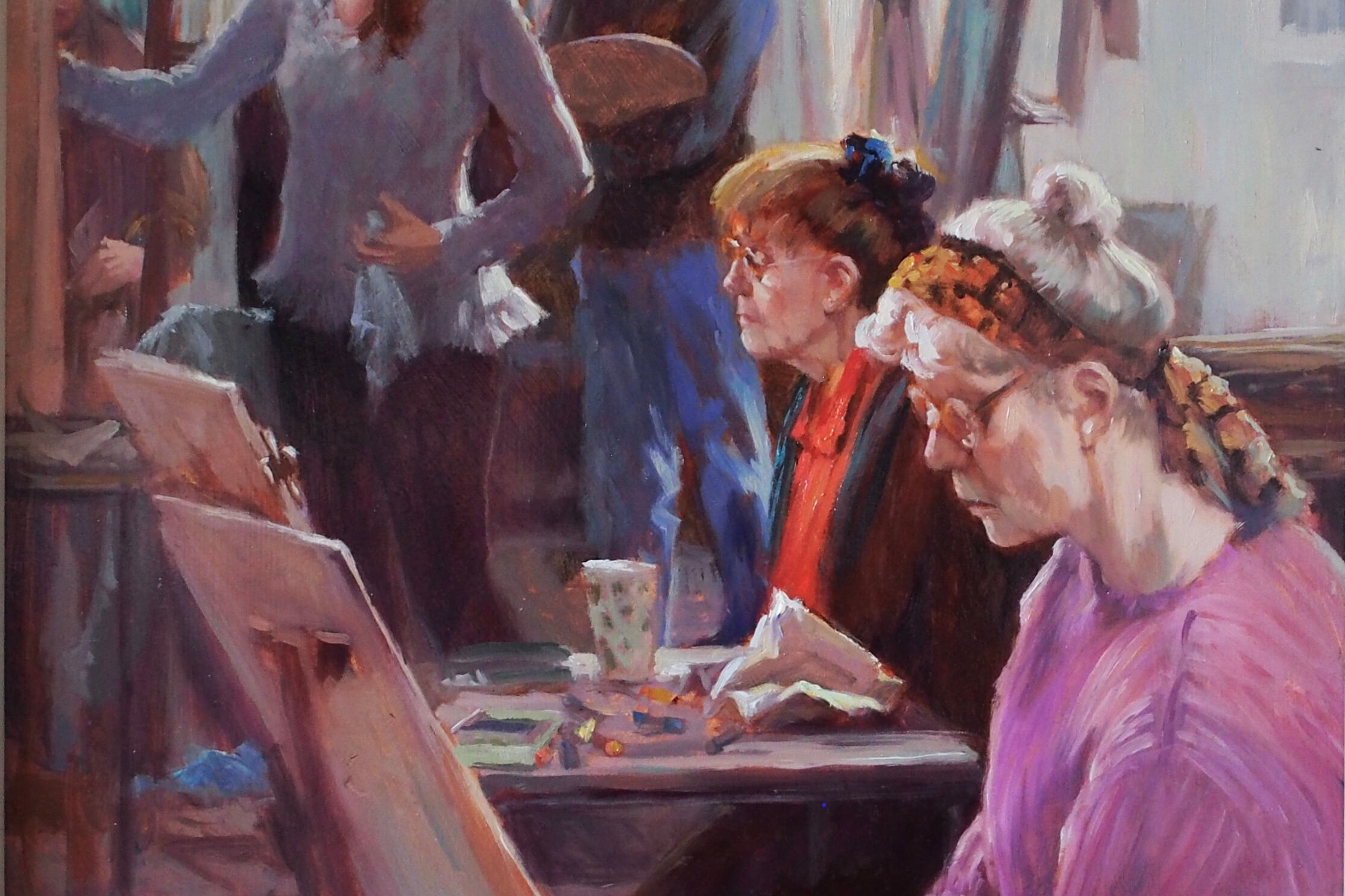 Artists Painting in the VAS Studio. Oil Painting by Gwen Krumins
