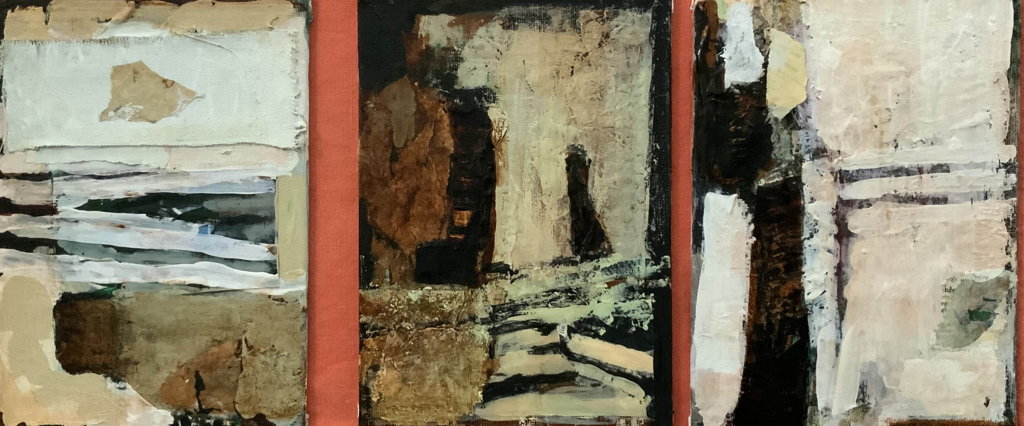 Robyn Pridham - Abstract Triptych - Mixed media on canvas boards 