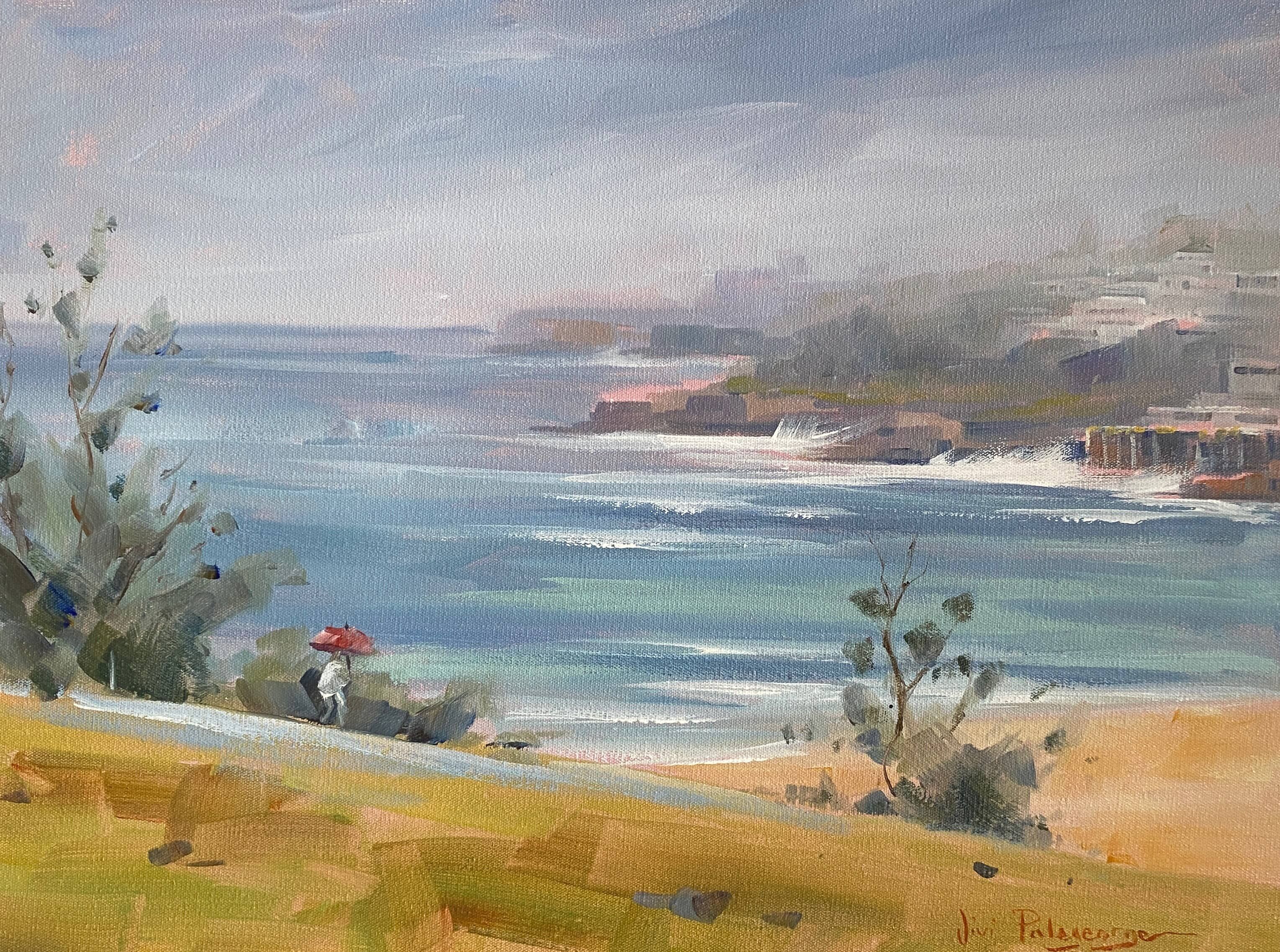 Coogee Beach, the red umbrella. Acr. 37.5 x 28cm.  copy.jpeg